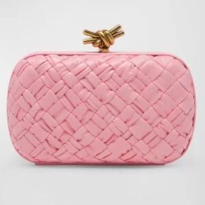 Bottega Veneta Pink Knot Woven Clutch in Ribbon Pink 🎀